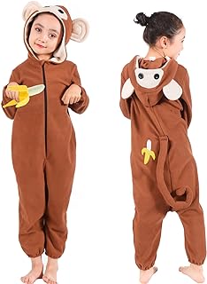 Kids Monkey Onesie Costume Boys Girls Animal Monkey Christmas Costumes for Child Toddler with Banana Accessories