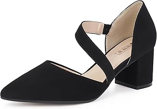 IN2 Women's Pumps Closed Toe Strappy Heels Low Block Chunky Heels Dressy Wedding Bride Prom Business Dress Shoes for Women Comfortable Formal Pointed Toe Short Heels