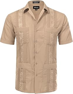 Men's Short-Sleeve Button-Down Cuban Guayabera Shirt