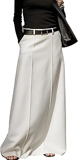 Women's Long Maxi Skirt Elegant High Waist H Line Long Straight Maxi Skirts for Women Casual Floor Pencil Skirt with Pockets