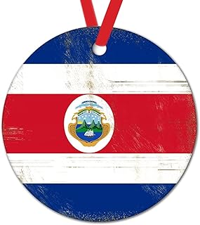 Costa Rica Flag Christmas Tree Ornaments National Flag Country Souvenir Xmas Tree Decorations Costa Rica Round Ceramic Xmas Ornaments Xmas Gift from Santa Claus