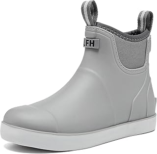 Women's Deck Boots, Rubber Rain Boots Chelsea Ankle Booties with Anti-Slip Sole Waterproof Fishing Shoes for Outdoor Work Garden Camping