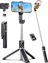 41.7" Extendable Selfie Stick with Wireless Remote, Compact & Portable for Travel, Compatible with iPhone Samsung Android Smartphones
