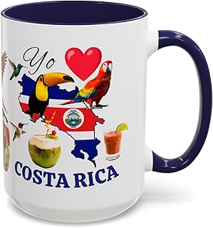 Yo Amo (I Love) Costa RIca 15 oz Coffee Mug - Gift -Birthdays, Christmas; Regalo Navidad - Tea Cup (Navy Blue)