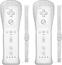 ADHJIE Wii Remote Controller, 2 Packs Wireless Controller Compatible with Wii/Wii U with Wrist Strap & Silicone Case, White