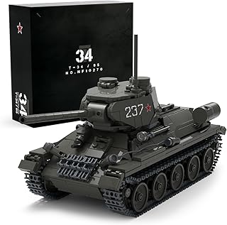 T34/85 Tank, WW2 Military Tank Building Set for Adults, Collectible Army Model to Build and Display, Gift Ideal for Military Fans (818 PCS, NF10270)