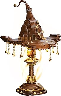 Fitaiengal Magic Hat Lamp Building Set Compatible with Lego– 698 PCS Brown & Gold Stars Night Light Kit – Gothic Desk Decor & Mystical Academy Gift for Adults & Teens 12+