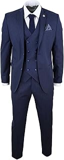 Mens 3 Piece Suit Gatsby 1920s Gangster Pinstripe Tailored Fit