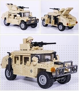 Military Vehicle Building Toy for Age 6 7 8 9 10 11 12+, Army Battle Brick, Car Model with 2 Soldier Figures,Toys Gifts for Kid and Adult （265PCS）, Khaki, (C51013W)