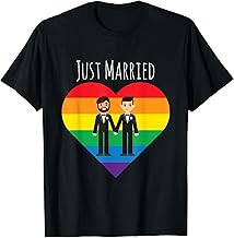 Gay Couple Just Married Rainbow LGBT Wedding Gift T-Shirt