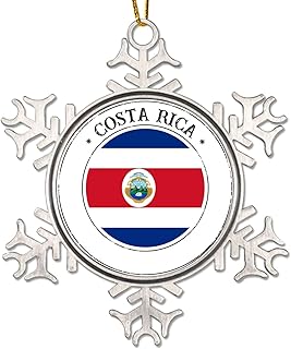Costa Rica Christmas Stocking Filling Metal Snowflake Ornament Patriotic Country Souvenir Gift Christmas Tree Hanging Ornaments Costa Rica National Flag Christmas Decorations Gift