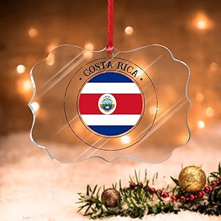 Costa Rica Christmas Ornaments for Tree Costa Rica Flag Acrylic Xmas Tree Keepsake National Flag Country Souvenir Funny Christmas Hanging Decor