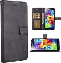 Asuwish Compatible with Samsung Galaxy S5 Wallet Case Leather Flip Cover Card Holder Stand Cell Accessories Folio Phone Cases for Glaxay S 5 Neo Gaxaly 5S Galaxies GS5 G900A G900T Women Men Black