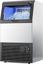 Mojgar Commercial Ice Maker Machine, 100lbs/24H with 33lbs Ice Storage Under Counter Ice Machine, Stainless Steel Built-in Freestanding Ice Maker Self-Cleaning for Home Bar