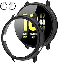 [2Pack] Tensea Compatible with Samsung Galaxy Watch Active 2 Screen Protector Case 40mm, Bumper Full Around Cover for Samsung Galaxy Watch Active2 40 (Matte Black, 40mm)