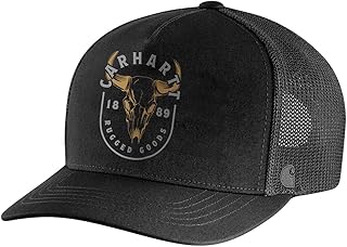 Men's Canvas Mesh-Back Skull Graphic Cap