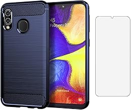 Phone Case for Samsung Galaxy A10e/A20e with Tempered Glass Screen Protector Cover and Cell Accessories Silicone Slim Thin Rugged Soft TPU Rubber Glaxay A 10e 10ae S102DL Galaxies 20e 20ae Cases Blue