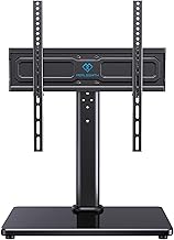 Universal Swivel TV Stand for 24-60 inch TVs up to 99 lbs, 12 Height Adjustable Table Top TV Stand, TV Base Stand with Tempered Glass Base, Max VESA 400x400mm, PSTVS33