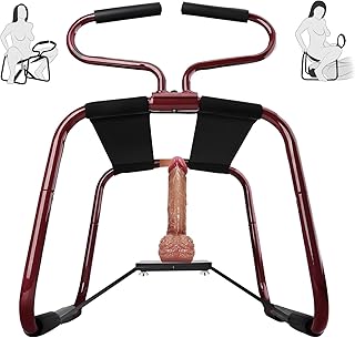 Sex Chair Set, Sex Position Enhancer Chair with Adjustable Handrail and Realistic Dildo, Sex Furniture Sex Bench for Couples Adult Love, Portable BDSM Novelty Riding Sex Toy for SM Game (Red)