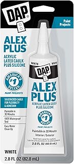 DAP Alex Plus Acrylic Latex Caulk, White, 2.8 oz (7079800956)