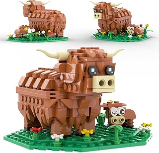 Highland Cow Building Set, Farm Animal Toy Brick Kit, Creative Scottish Cattle Model for Adults & Kids, STEM Educational Gift for Boys & Girls Age 6+