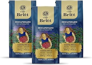Café Britt® - Costa Rican Decaffeinated Coffee (10.5 oz.) (3-Pack) - Ground, Arabica Coffee, Kosher, Gluten Free, 100% Gourmet & Dark Roast