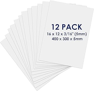 Foam Board 12 x 16 x 3/16" - Premium 12 Pack - White Poster Board, Acid Free, Double Sided, Rigid, Sign Board Foamboard for Mounting, Crafts, Paintings Prints, Art, Display, Presentation and Projects