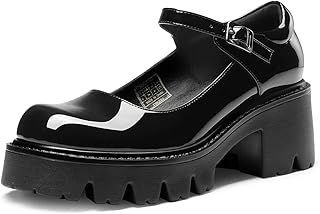 Women's Mary Janes Shoes Platform Dress Low Heel Chunky Pumps Round Toe Ankle Strap Pumps Shoes Oxfords Esther