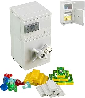 Safe Locker Building Blocks Set, Compatible with LEGO City Bank Series, Double Layer Safe Store Rare Treasure Accessories Money, Gems Diamonds, Gold Silver Bars, Crystals, Bill Bricks