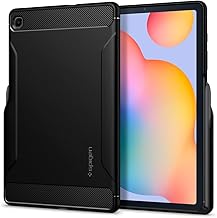 Spigen for Galaxy Tab S6 Lite Case (2024/2022/2020) - Rugged Armor Slim Protective Case with Carbon Fiber Design and Air Cushion Technology, Matte Black