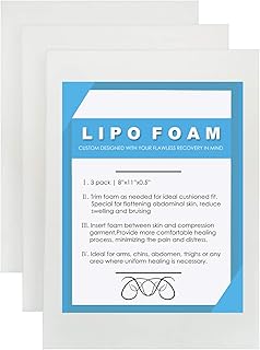 3 Pack Lipo Foam - Post Surgery Ab Board for Use with Post Liposuction Surgery Flattening Abdominal Compression Garments Liposuction Foam pads for Recovery 8"X11" (White)