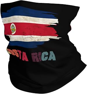 Retro Vintage Costa Rica Flag Costarican Seamless Neck Gaiter Face Mask Seamless UV Protection Shield Scarf Bandana for Motorcycle Cycling Riding Running Headbands White