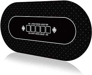 YUZPKRSI 70 x 35 Inch Poker Mat, 8 Players Texas Hold'em Poker Rubber Mat Poker Topper for Tables, Folding Portable Poker Table Top Layout w/Carrying Bag for Poker Games, Blackjack, Casino