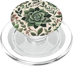 Succulent Plant Botanical Green Floral Pattern Flower Cactus PopSockets MagSafe PopGrip for iPhone