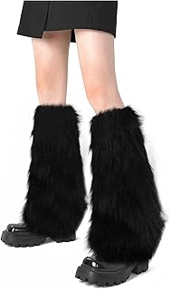 Faux Fur Fuzzy Leg Warmers Furry Boot Covers for Women, Warm Fuzzy Boot Cuff Boot Sleeves Leg Warmers for Party Costume