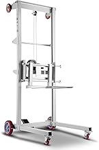 VEVOR Material Lift Winch Stacker, 551 lbs Capacity, Heavy Duty Pallet Truck Dolly with Adjustable Forks & 6-Wheel System, 70 inch Max Lifting Height, Industrial Manual Pallet Truck Dolly