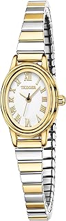 Small Gold Watches for Women, Easy to Read Dial Ladies Analog Watch, Oval Case, Stainless Steel Expansion Band, Waterproof Watch
