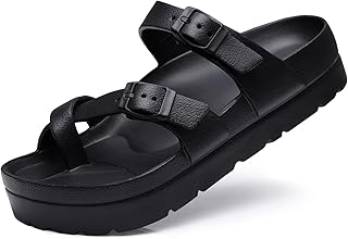 Women's Platform Sandals with Arch Support Comfortable Foam Slides Summer Beach Sandals with Adjustable Buckle