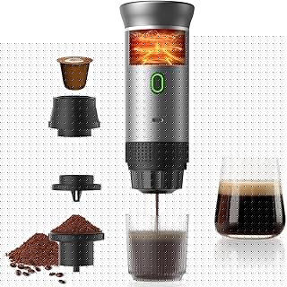 Portable Espresso Machine for Travel, Travel Coffee Maker 20-Bar Extraction, 150 ML,Coffee Maker Self-Heating with USB-C, Compatible with Ground Coffee & NS Capsule for Hiking and Camping (Green)