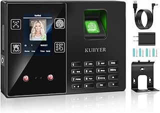 KUIIYER 4 in 1 Employees Time Clocks for Small Business (Face + Fingerprint + Palm Print + PIN) Employee Clock in & Out Machine Biometric Attendance Punch Clock Recorder Tracker (No Monthly Fee)
