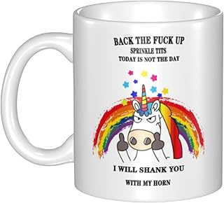 FEIMOT Funny Unicorn Mugs-Unicorn back the fck up sprinkle tits today is not the day Mug,11oz coffee mug tea cup