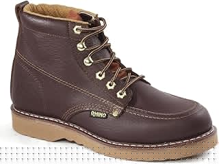 Rhino 62M28 6 inch Moc Toe Leather Work Boot - Brown 7.5