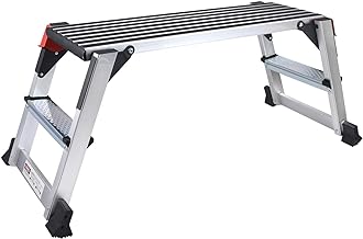 Aluminum Work Platform Large Size Step Stool Folding Portable Work Bench with Non-Slip Mat Capacity 660 LBS Heavy Duty 38" l X 15" w/660lbs
