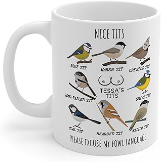 Nice Tits Mug, Funny Tits Birds Mug, Fowl Language Mugs, Gift For Bird's Lovers For Coworkers Work Besties Boss Men Women Couple Gifts Birds Pun Custom Name 11Oz 15Oz Coffee Cup