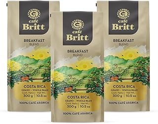 Café Britt® - Costa Rican Breakfast Blend Coffee (10.5 oz.) (3-Pack) - Whole Bean, Arabica Coffee, Kosher, Gluten Free, 100% Gourmet & Medium Dark Roast