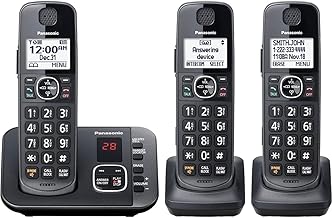 DECT 6.0 Expandable System, Cordless Phones with Answering Machine and Call Blocking - 3 Cordless Phones 3 Handsets - KX-TGE633M (Metallic Black)