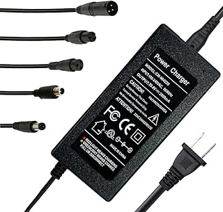 29.4V 2A Charger 5 Plugs for Scooter 24V 25.2V 25.6V Lithium Battery, Pack DC 5.5 * 2.1 with 8mm 3 Prong/ 12mm 3 Prong/ 8mm RCA/ 3-Pin Male XLR Connector
