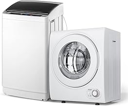 ROVSUN 17.8LBS Full Automatic Washing Machine and 1.5CuFt Portable Clothes Dryer Set, Compact Laundry Washer and Dryer Combo Set with Stainless Steel Inner Tub, for Apartment, Dorms, Home