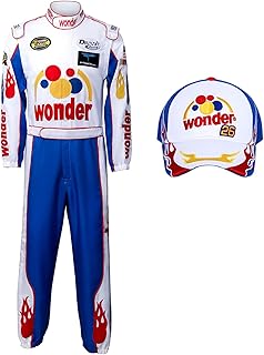Adult Men Car Race Driver Racing Costume Jumpsuit Hat Cap Outfit Suit Talladega Nights Wonder Halloween Cosplay