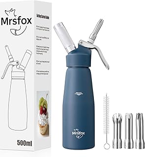 Professional Aluminum Whipped Cream Dispenser – 1 Pint / 500 mL Leak-Proof Canister – Ideal for Desserts, Coffee, Cocktails & Sauces (N₂_O Chargers Not Included) (Blue)